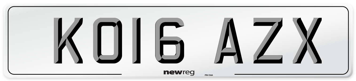 KO16 AZX Number Plate from New Reg